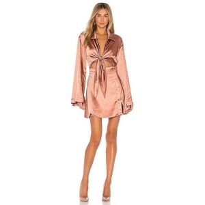 L' ACADEMIE Phillipa Mini Dress Copper Size Medium Cut Out Button Front Revolve